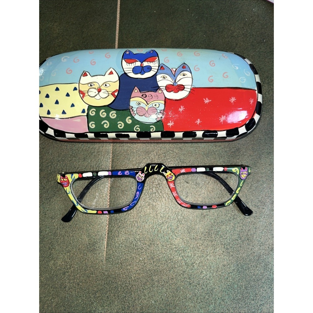 Readers +2.00 Hand Cat Eye‎ Eyeglasses Frames Japan W/hardcase Unique